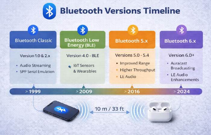 Bluetooth Versions Timeline