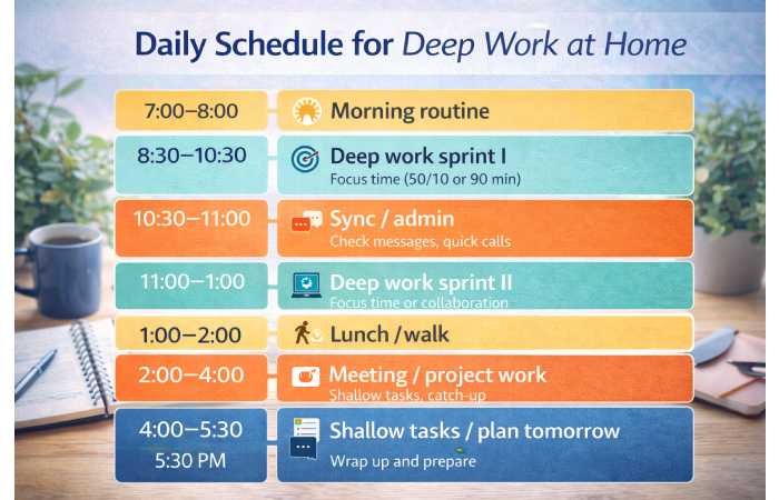 Daily schedule for deep work at home