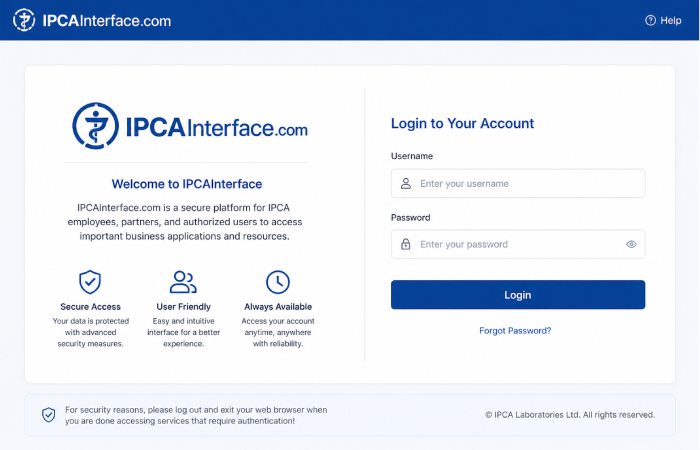 IPCAInterface.com Login Page