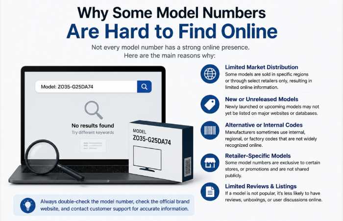 why some model numbers are hard to find online limited release naming inconsistency low search volume